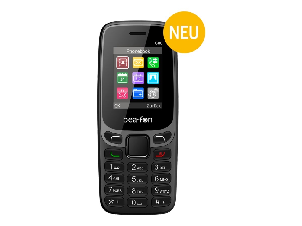 Bea Fon Classic Line C80 - Dual Sim Funktionstelefon - Sort