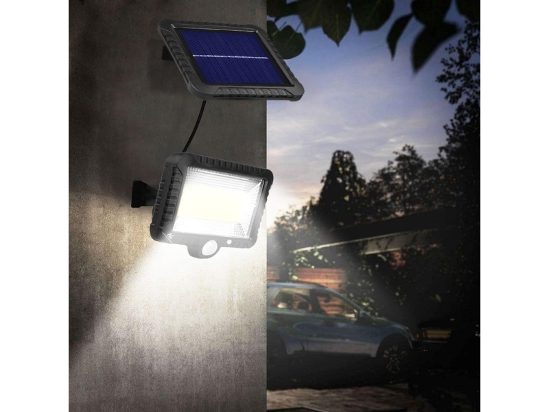 Led Solprojektør Med Bevægelsesdetektor   Mce438, Ip44, 5w, 400lm, 6000k, Lithiumbatteri 1300 Mah, 5,5 V Dc fra Maclean