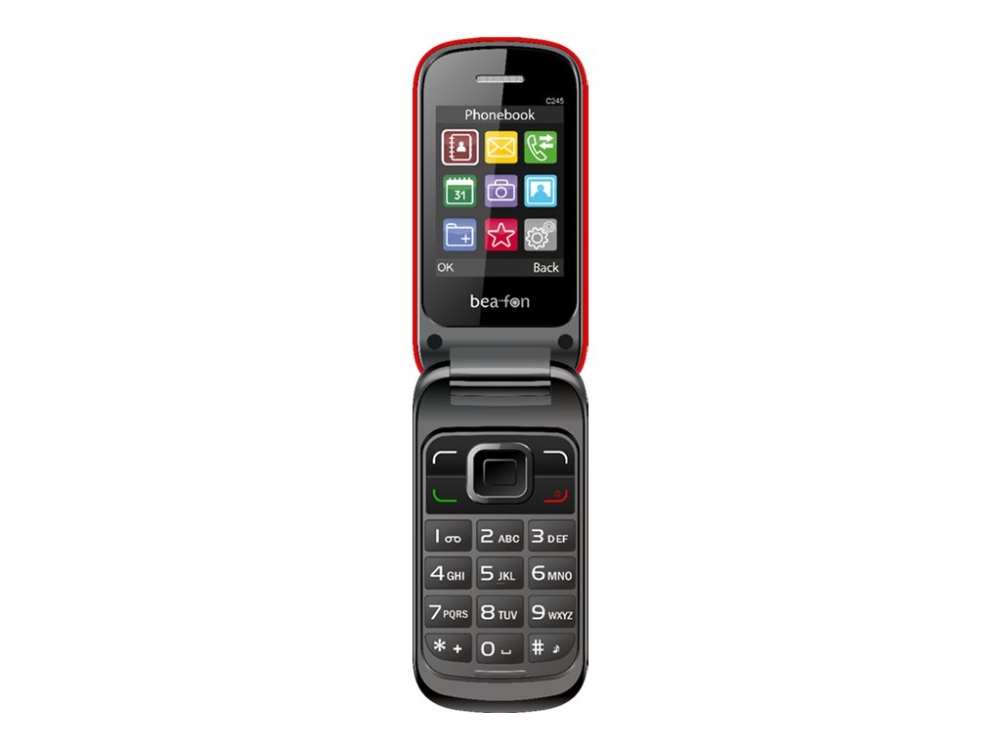 Bea Fon Classic Line C245   Funktionstelefon   Dual Sim   Microsd Slot   Lcd Skærm   240 X 320 Pixels   Rear Camera 0,3 Mp   Rød fra Bea-fon Mobile