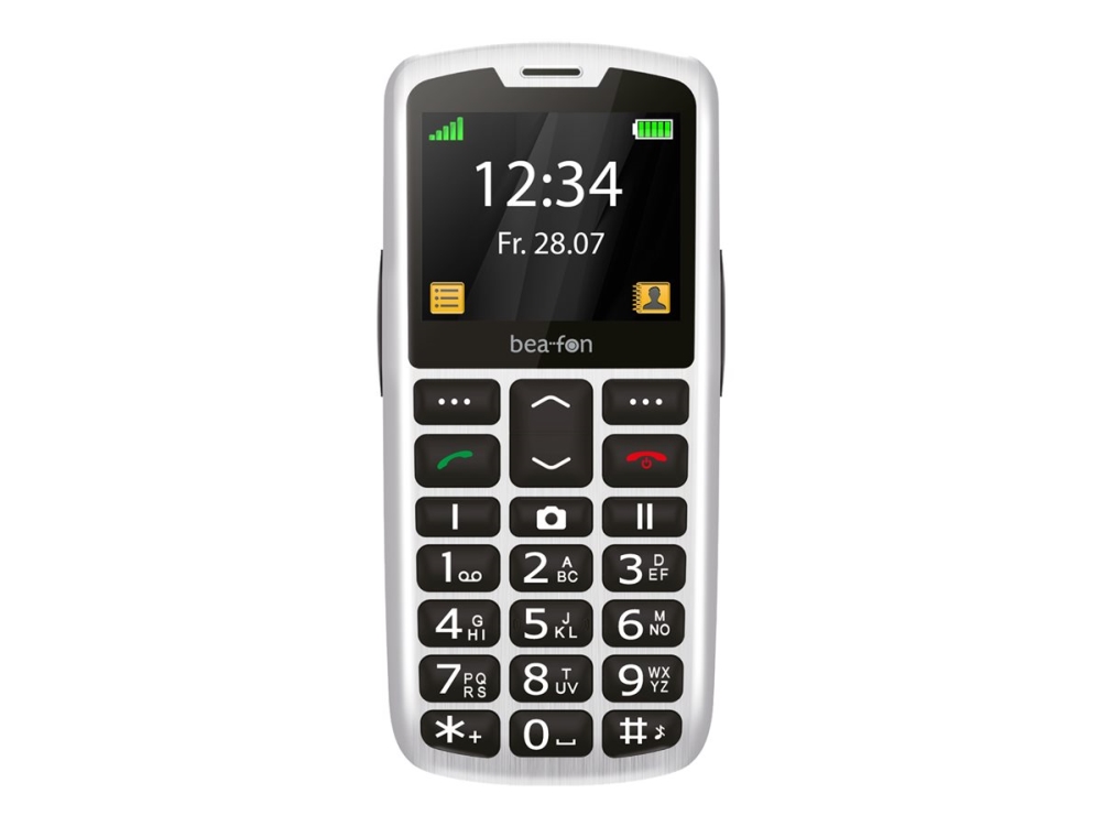 Bea Fon Silver Line   4g Funktionstelefon   Microsd Slot   Lcd Skærm   176 X 220 Pixels   Rear Camera 0,3 Mp   Sølv Sort fra Bea-fon Mobile