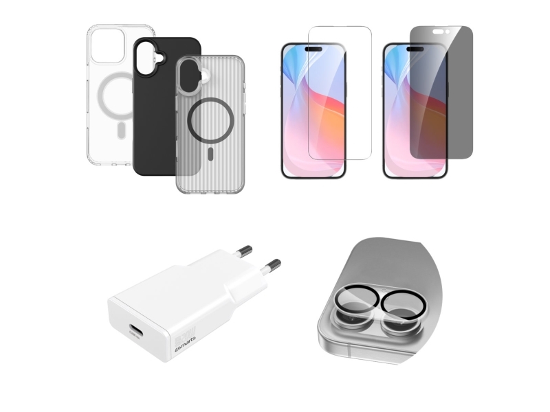 541189, Sort, Grå, Transparent, Hvid, 9h, Apple, Iphone 16, 240 G, 45 Mm fra 4smarts