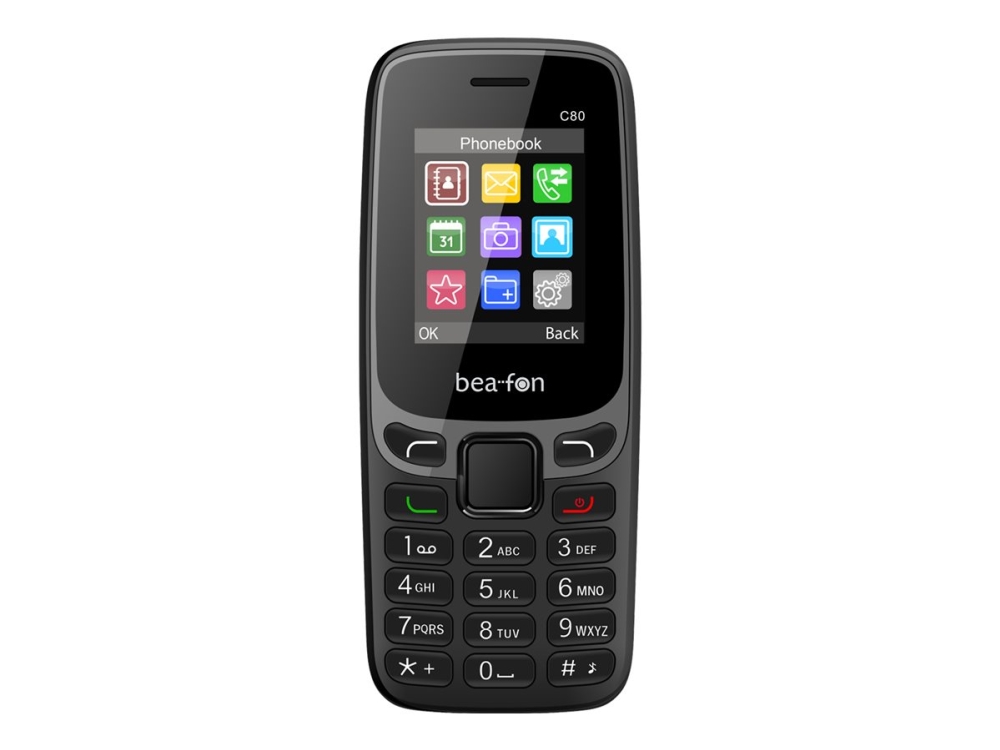 Bea Fon Classic Line C80   Funktionstelefon   Dual Sim   Lcd Skærm   128 X 160 Pixels   Sort fra Bea-fon Mobile