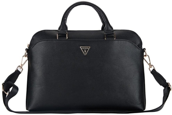 Bag   Grained Zipper Pocket Triangle Logo 15" Black fra Guess