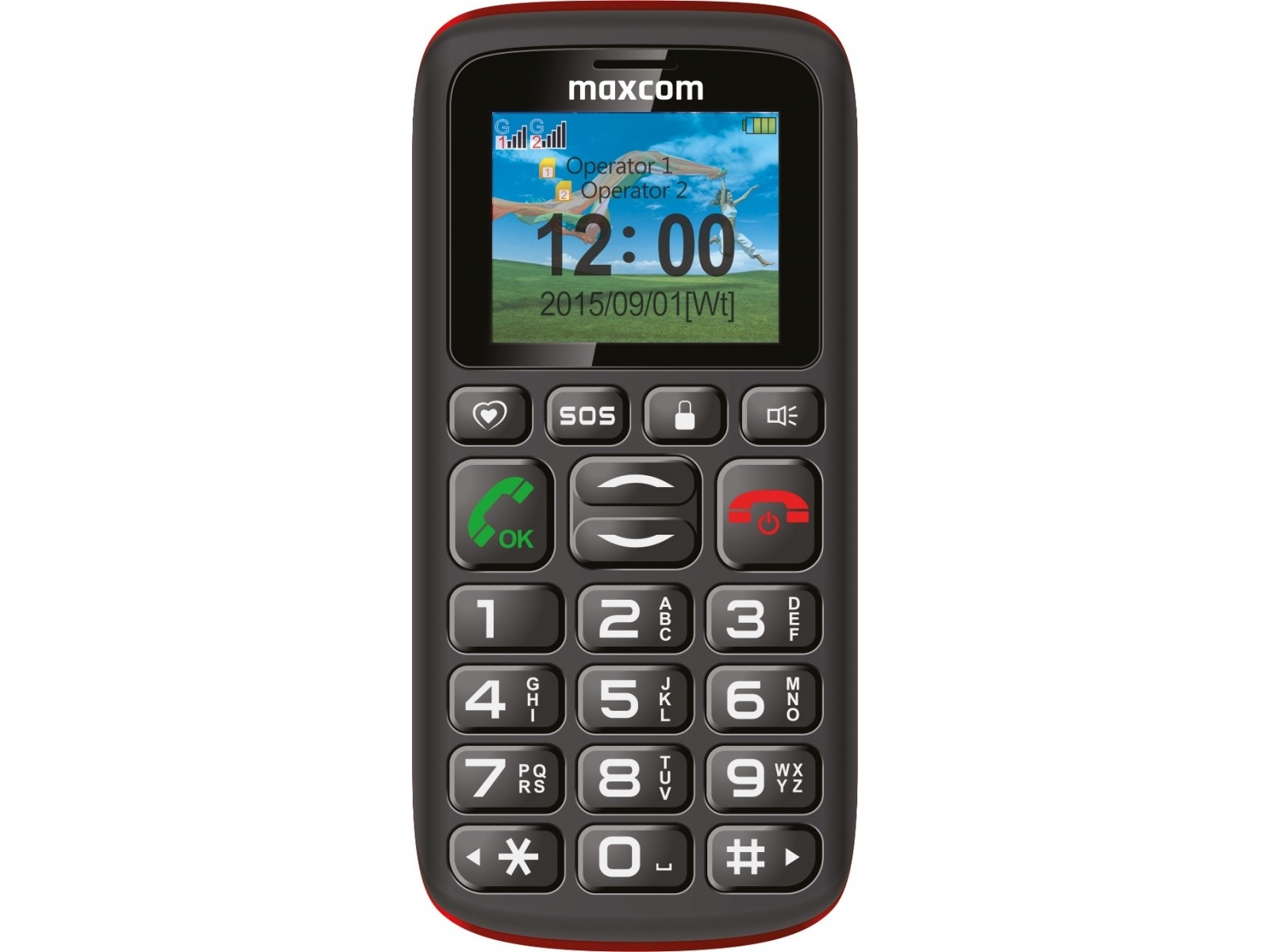 Maxcom Comfort Mm428, Menu, Dual Sim, 4,57 Cm (1.8"), Bluetooth, 800 Mah, Sort, Rød fra Maxcom Memory Gmbh